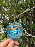 Dolphin Stained Glass Wood Ornament