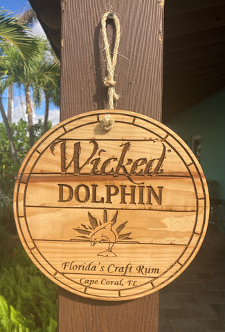 Wooden Wicked Dolphin Sign